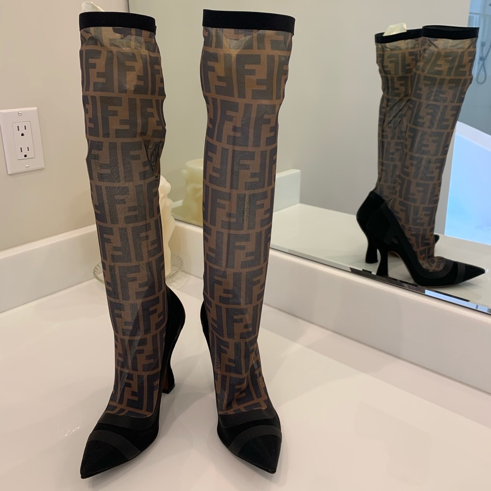 Fendi Colibri Zucca mesh boots